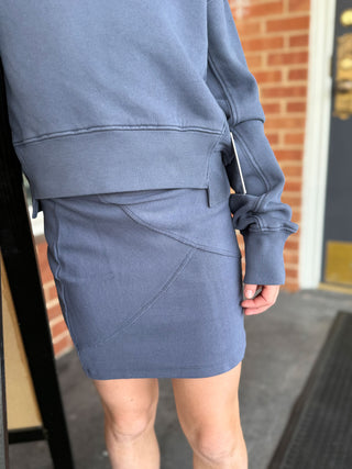 Seamed Mini Skirt with Slit