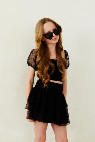 Gemma Mesh Bow Mini Skirt