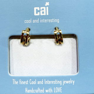 Rectangle Center Huggie Earrings