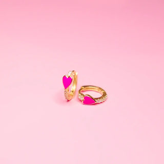 Pink Heart Huggie Earrings