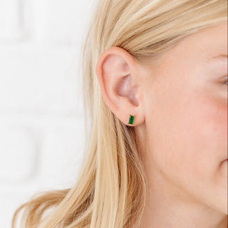 Pip Pop Post Emerald Baguette Earrings
