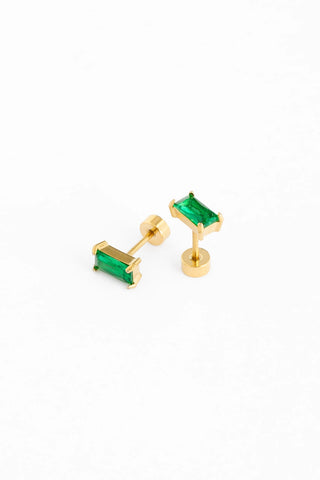 Pip Pop Post Emerald Baguette Earrings