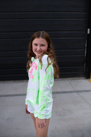 Neon Green Tie Dye Sweatshirt