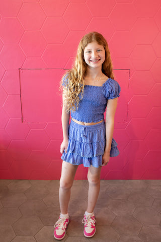 Smocked Eyelet Cap Sleeve Top