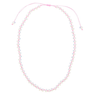 Adjustable Knotted Thread and Opalite Beaded Necklace