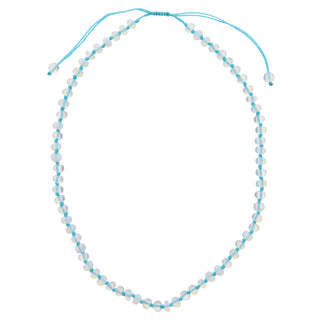 Adjustable Knotted Thread and Opalite Beaded Necklace