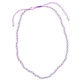 Adjustable Knotted Thread and Opalite Beaded Necklace