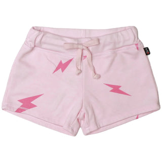 Drawstring Shorts with Pink Bolt