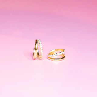 Crystal Ditto Pave Huggie Earrings